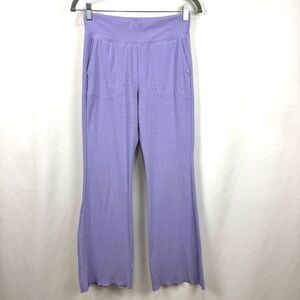 Athleta Girl Kids Sz 12 Purple Ribbed Flare Yoga Pants Cotton Knit Pull On Retro